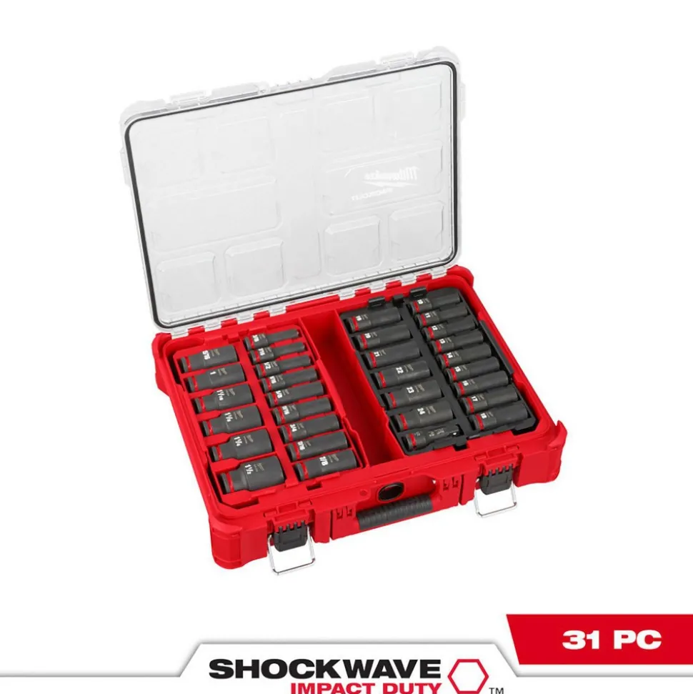 31 Pc. SHOCKWAVE™ Impact Duty Socket 1/2” Drive Set with PACKOUT™