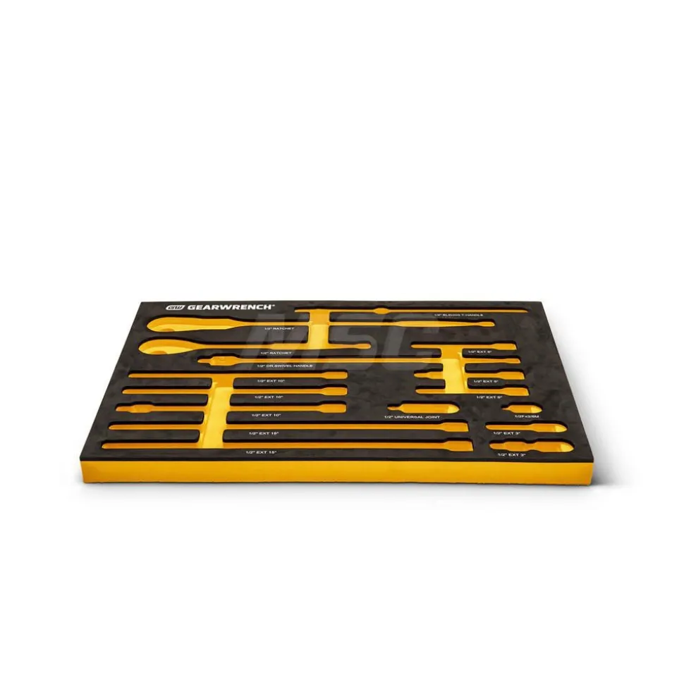 16 Pc, 1/2" 90-Tooth, Ratchet & Drive Tool Set with Foam Storage Tray