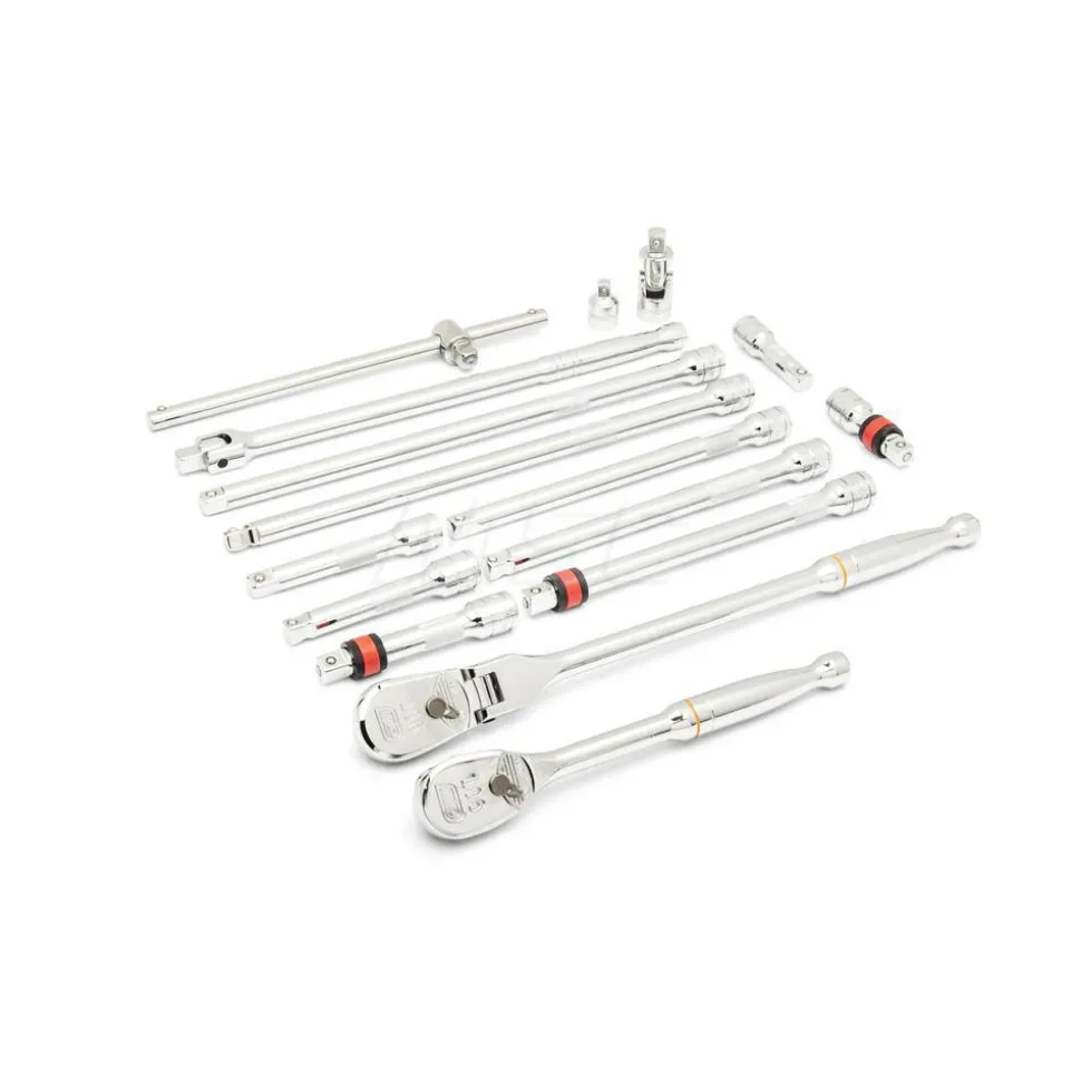 16 Pc, 1/2" 90-Tooth, Ratchet & Drive Tool Set with Foam Storage Tray