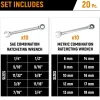 20 Pc 72-Tooth SAE & Metric Ratcheting Combination Wrench Set