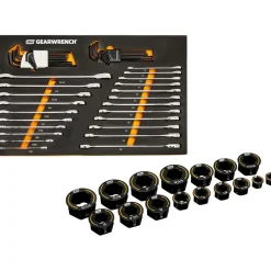 44 Pc 90T SAE & Metric Combination Ratcheting Wrench & Long Arm Hex Key Set - 86528