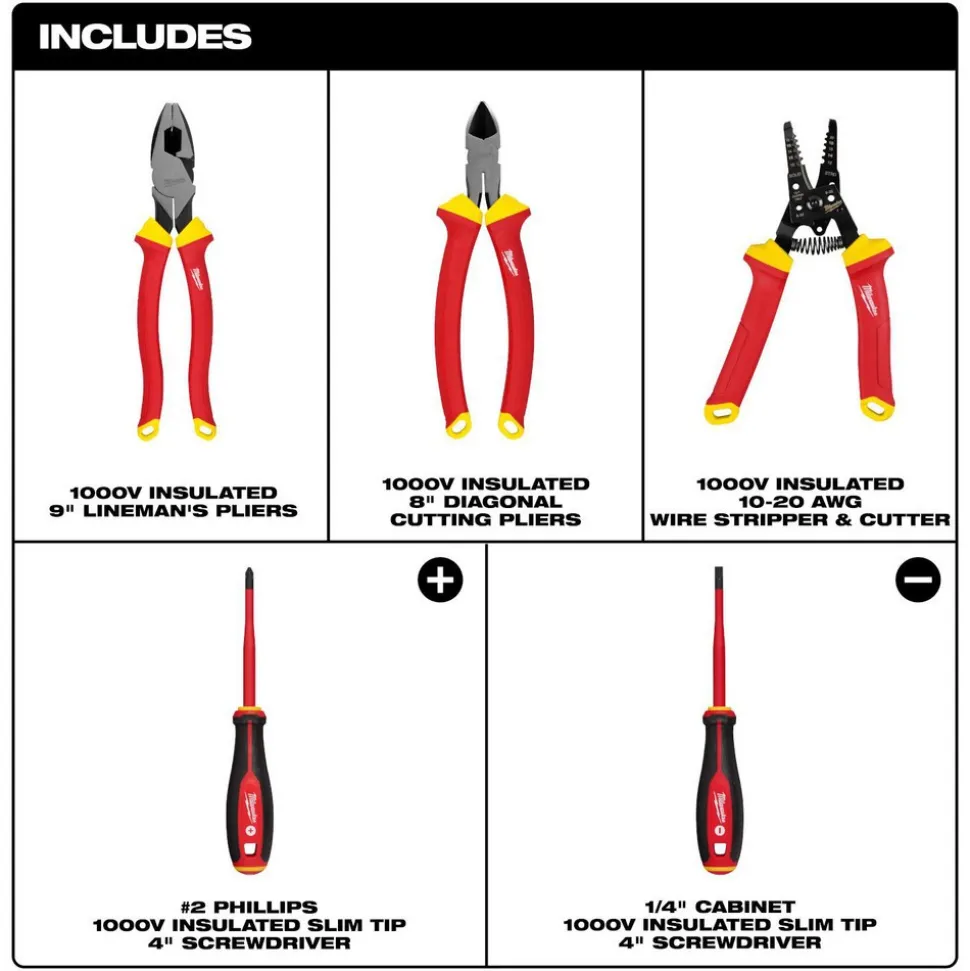 5 Pc. 1000V Insulated Hand Tool Set