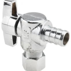 PEX 1/2 Inlet, 125 Max psi, Chrome Finish, Brass Water Supply Stop Valve