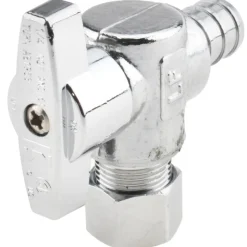 PEX 1/2 Inlet, 125 Max psi, Chrome Finish, Brass Water Supply Stop Valve