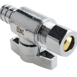 PEX 1/2 Inlet, 125 Max psi, Chrome Finish, Brass Water Supply Stop Valve