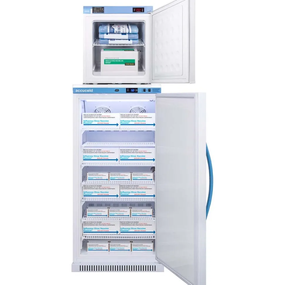 Pharmacy, Medical-Laboratory Combination Refrigerator/Freezer: 9 cu ft Capacity, -20 to 8 ° C, 23-3/8" OAW, 24-3/8" OAD, 73-1/2" OAH