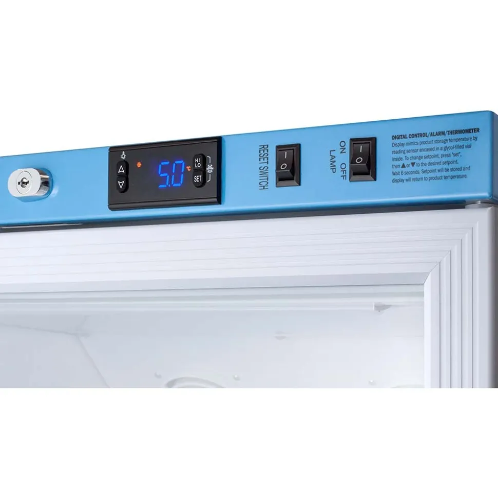 Pharmacy Medical-Laboratory Refrigerator: 8 cu ft Capacity, 2 to 8 ° C, 23-3/8" OAW, 24-3/8" OAD, 50" OAH