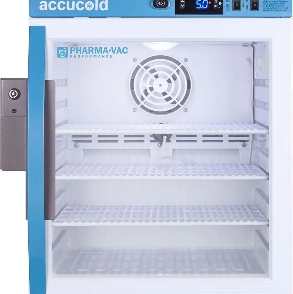 Pharmacy Medical-Laboratory Refrigerator: 1 cu ft Capacity, 2 to 8 ° C, 17-1/2" OAW, 19-3/4" OAD, 21-3/4" OAH