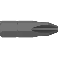 Phillips Screwdriver Insert Bit: #2 Point, 1/4" Drive, 1" OAL