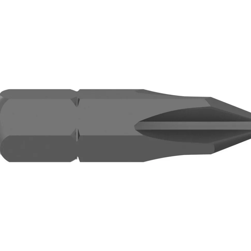 Phillips Screwdriver Insert Bit: #2 Point, 1/4" Drive, 1" OAL