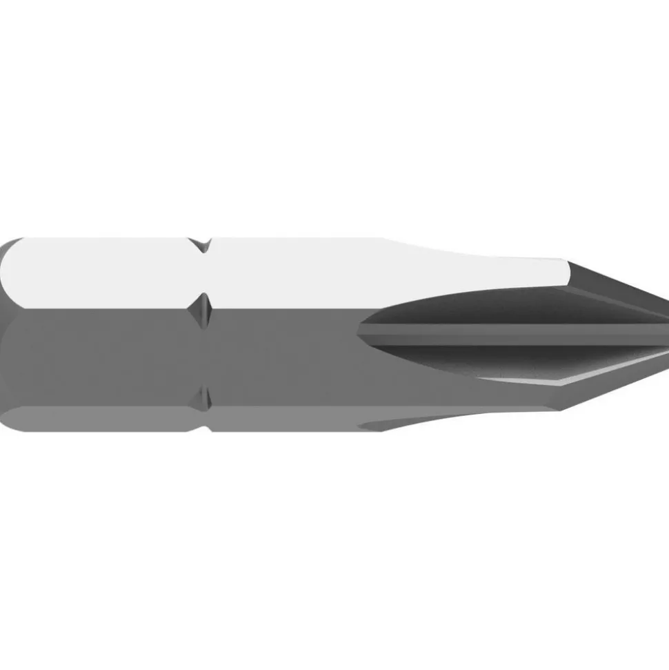 Phillips Screwdriver Insert Bit: #2 Point, 1/4" Drive, 1" OAL