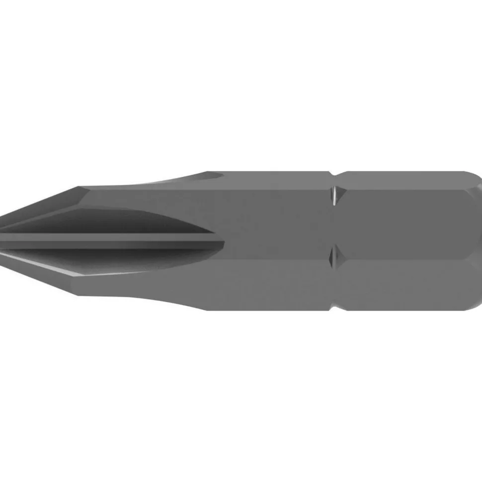 Phillips Screwdriver Insert Bit: #2 Point, 1/4" Drive, 1" OAL