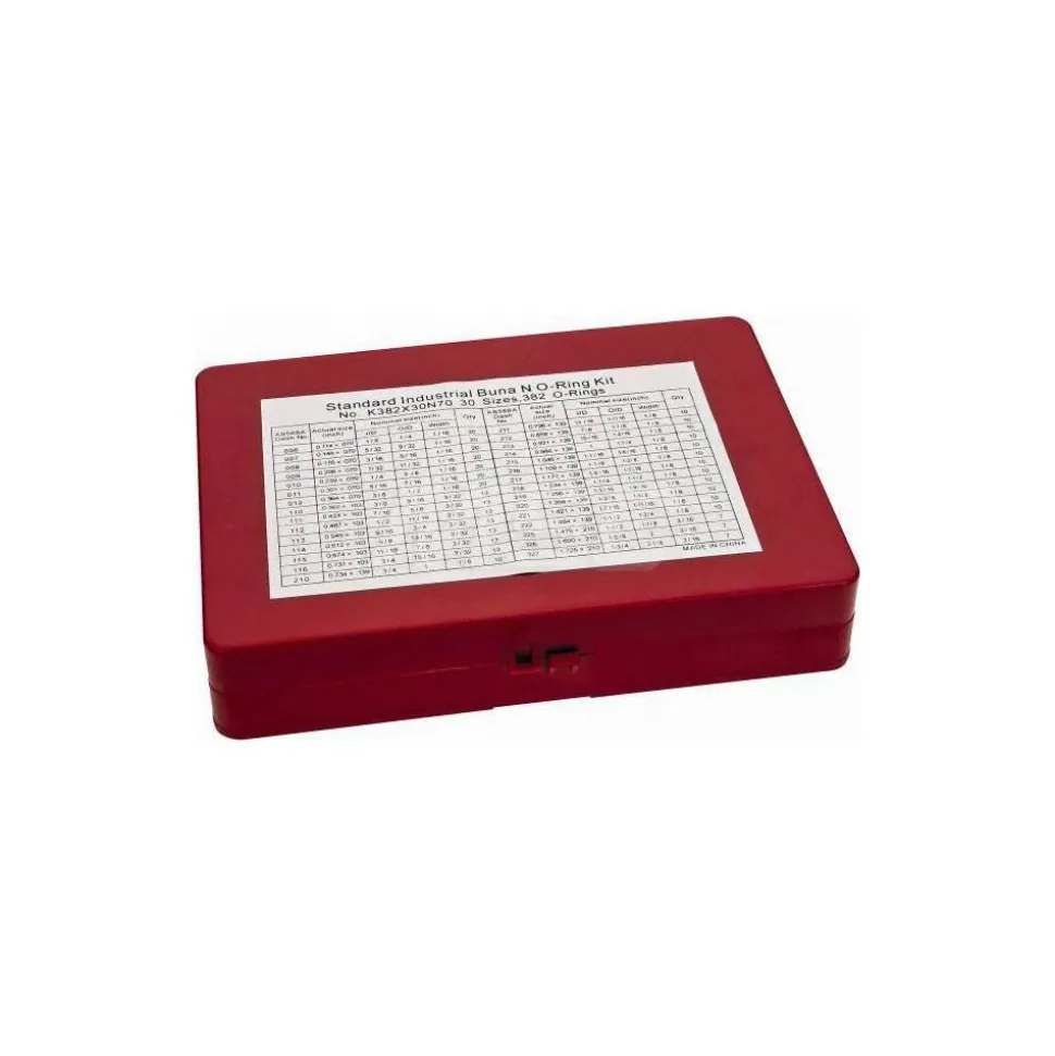 382-Piece Buna-N O-Ring Kit: 0.114 to 1.725 " ID, 0.070 to 0.210" Thickness