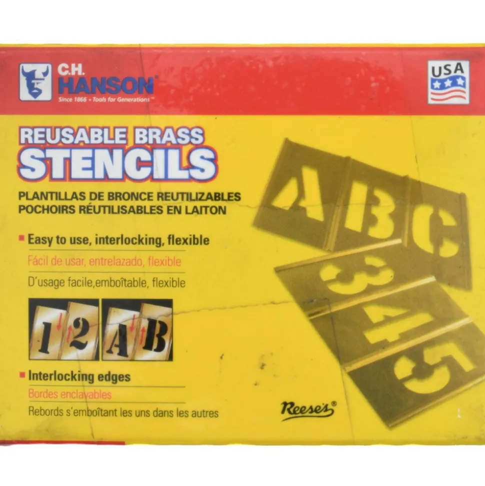 45 Piece, 1 Inch Character Size, Brass Stencil