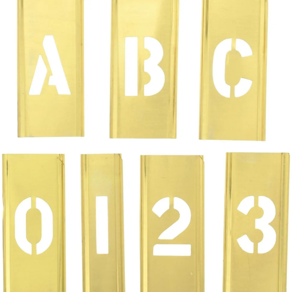45 Piece, 1 Inch Character Size, Brass Stencil