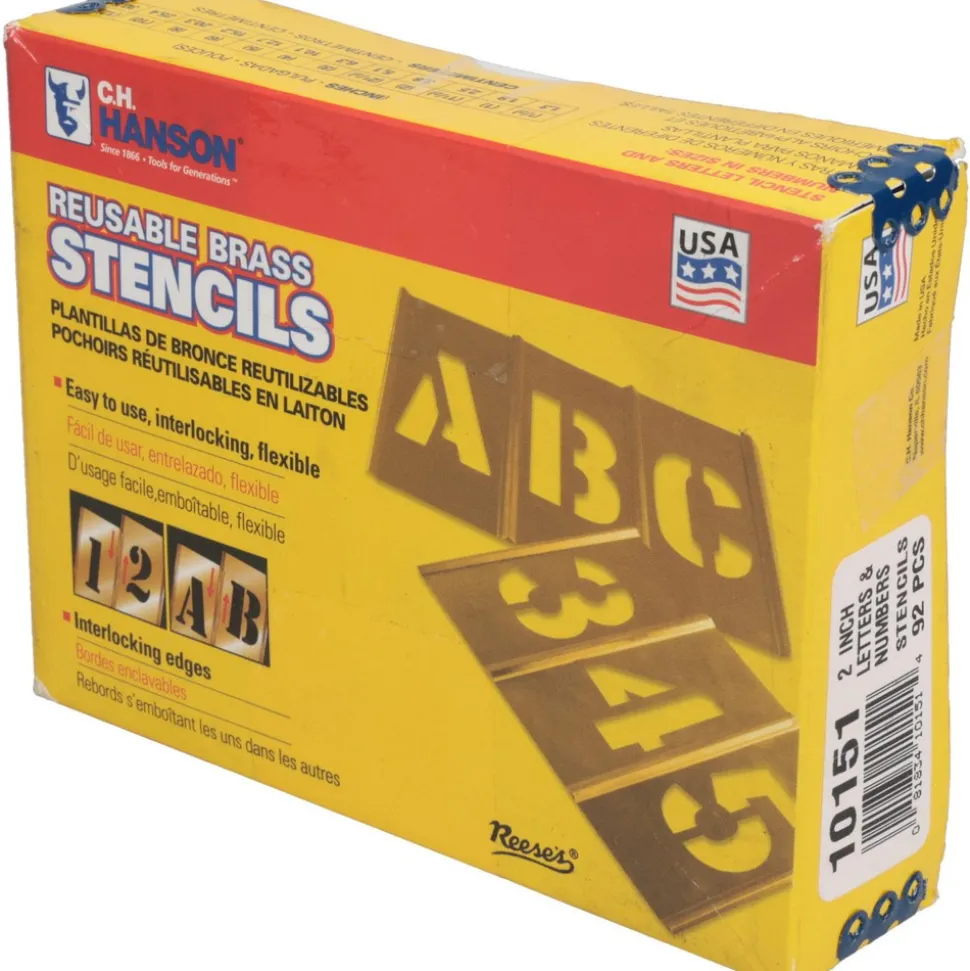 92 Piece, 2 Inch Character Size, Brass Stencil