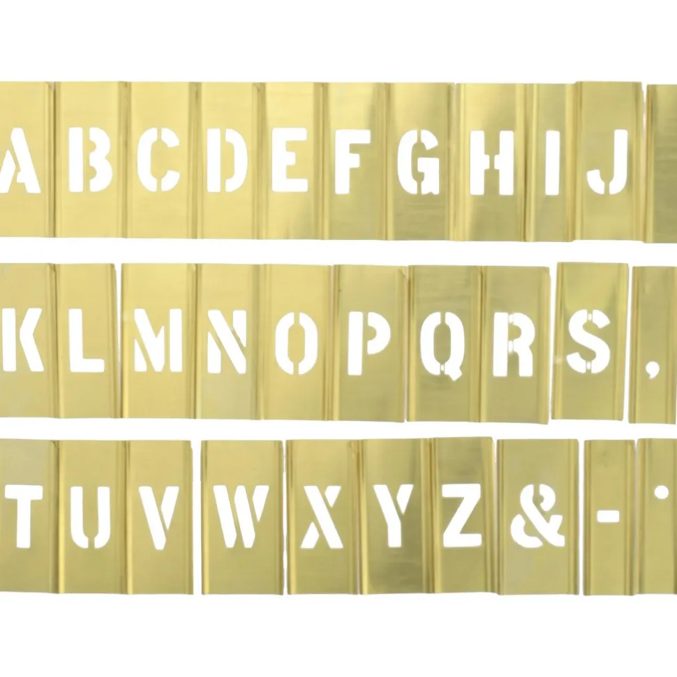 92 Piece, 1 Inch Character Size, Brass Stencil