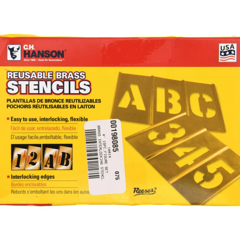 15 Piece, 4 Inch Character Size, Brass Stencil