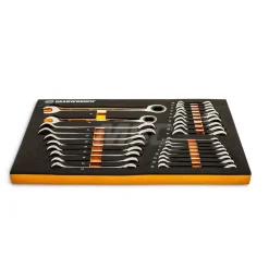 28 Piece 72-Tooth 12 Point Metric Standard & Stubby Combination Ratcheting Wrench Set with Foam Storage Tray