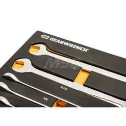 21 Piece 72-Tooth 12 Point SAE Standard & Stubby Combination Ratcheting Wrench Set with Foam Storage Tray