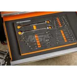 21 Piece 72-Tooth 12 Point SAE Standard & Stubby Combination Ratcheting Wrench Set with Foam Storage Tray