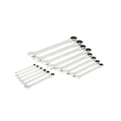 21 Piece 72-Tooth 12 Point SAE Standard & Stubby Combination Ratcheting Wrench Set with Foam Storage Tray