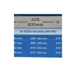 20 Piece, 0.001 to 0.025" Thick, Parallel Feeler Gage Set