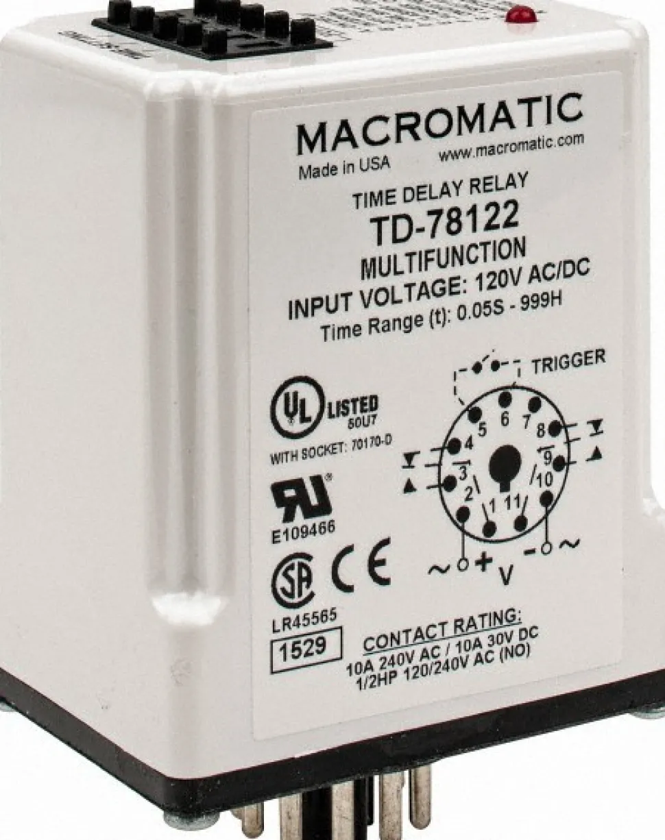 11 Pin, 999 hr Delay, Multiple Range DPDT Time Delay Relay