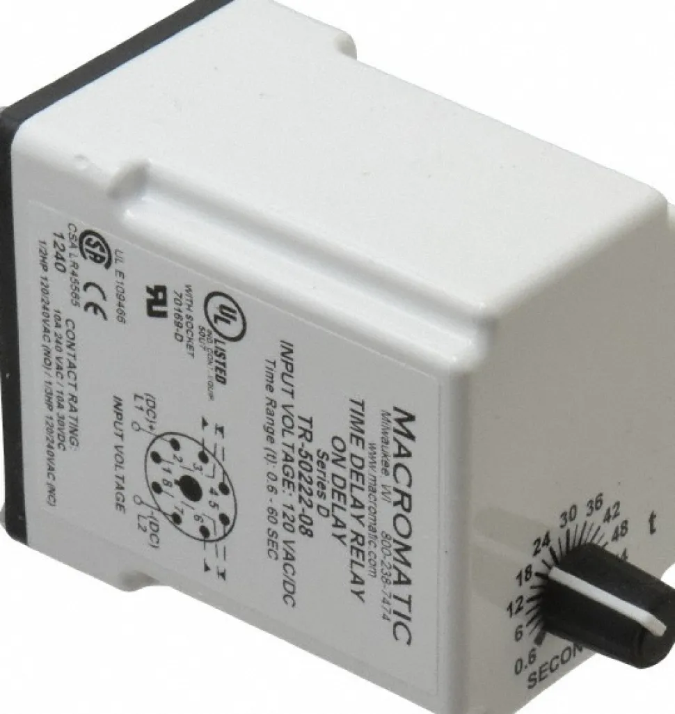 8 Pin, Multiple Range DPDT Time Delay Relay
