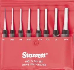 Pin Punch Set: 8 Pc, 0.0625 to 0.25"