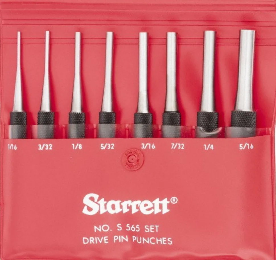 Pin Punch Set: 8 Pc, 0.0625 to 0.25"