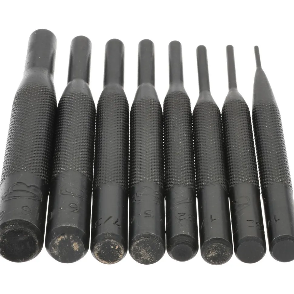 Pin Punch Set: 8 Pc, 0.0625 to 0.3125"