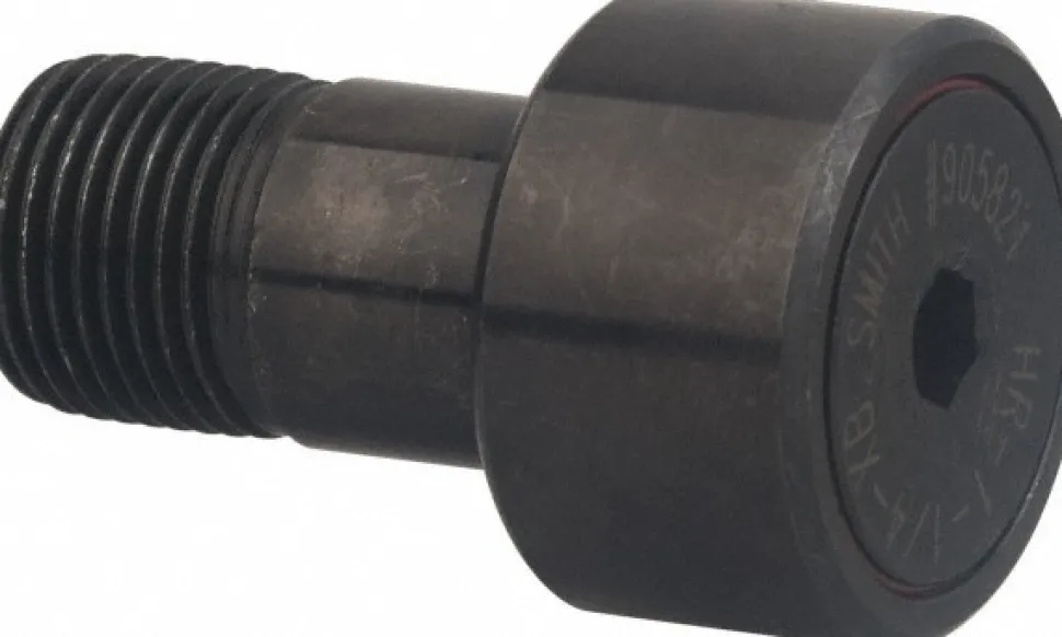Plain Cam Follower: 0.5" Roller Dia, 0.375" Roller Width, 0.25" Stud Dia, 5/8" Stud Length