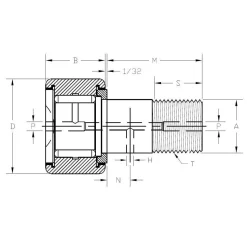 Plain Cam Follower: 0.75" Roller Dia, 0.5" Roller Width, 0.4375" Stud Dia, 7/8" Stud Length