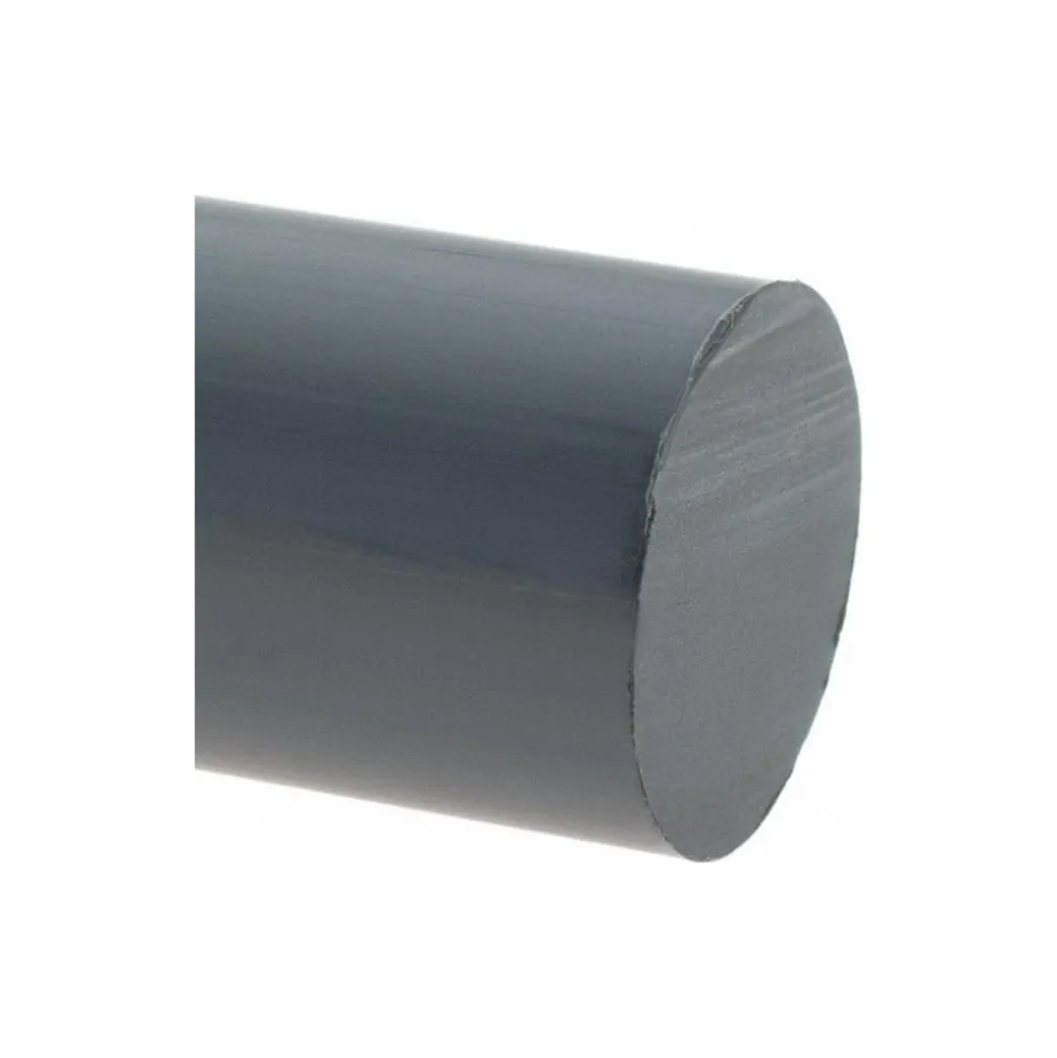 Plastic Rod: PVC, 1" Dia, 60" Long, Gray, Opaque
