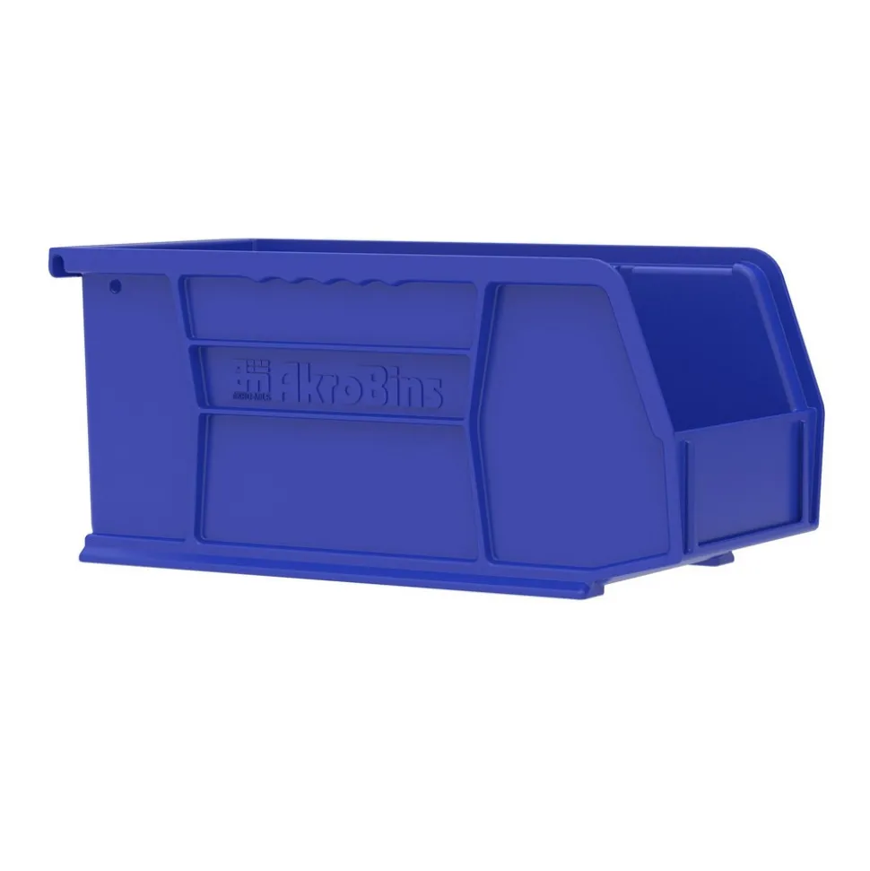 Plastic Stackable Bin: 5-1/2" OAW, 10-7/8" OAL, 4" OAH, Blue