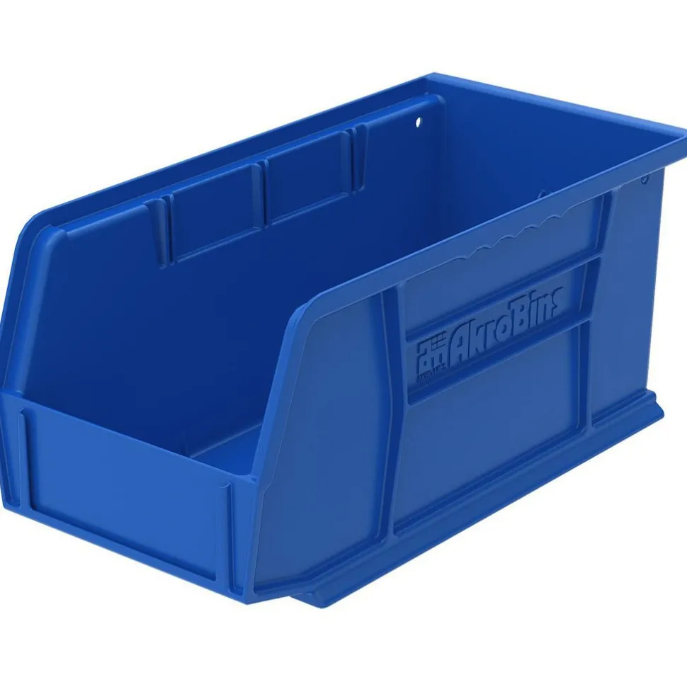 Plastic Stackable Bin: 5-1/2" OAW, 10-7/8" OAL, 4" OAH, Blue