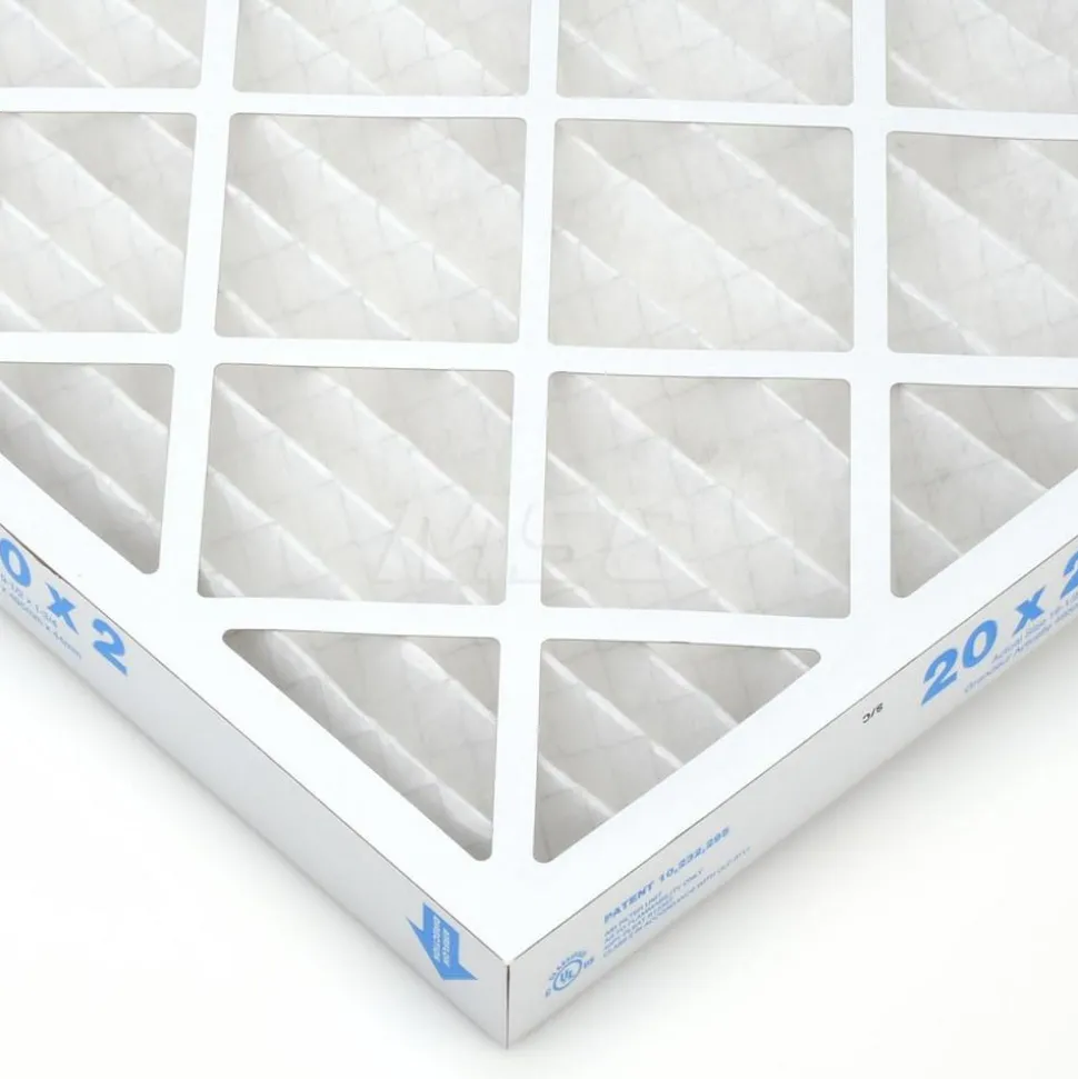 Pleated Air Filter: Wire-Backed Pleated, MERV 8, Synthetic, 35% Efficient, 20" High, 20" Wide, 2" Deep