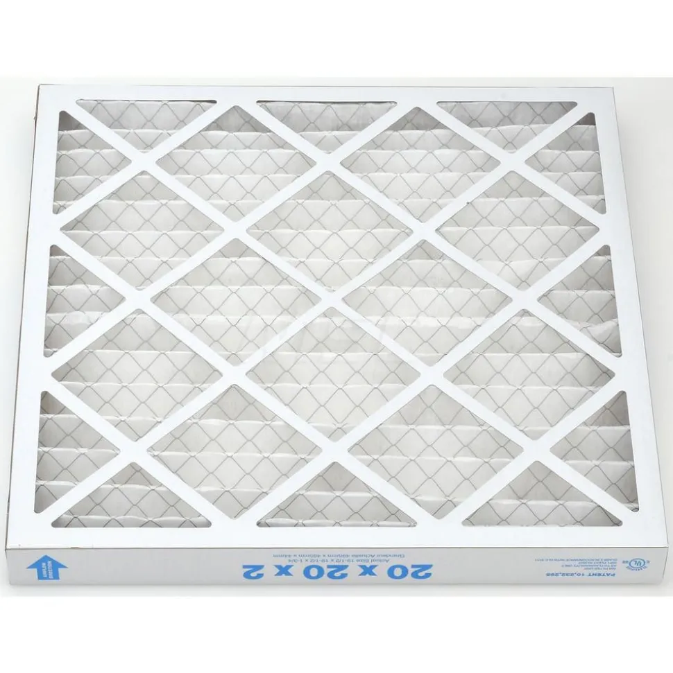 Pleated Air Filter: Wire-Backed Pleated, MERV 8, Synthetic, 35% Efficient, 20" High, 20" Wide, 2" Deep