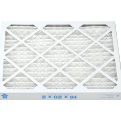 Pleated Air Filter: Wire-Backed Pleated, MERV 8, Synthetic, 35% Efficient, 16" High, 20" Wide, 2" Deep