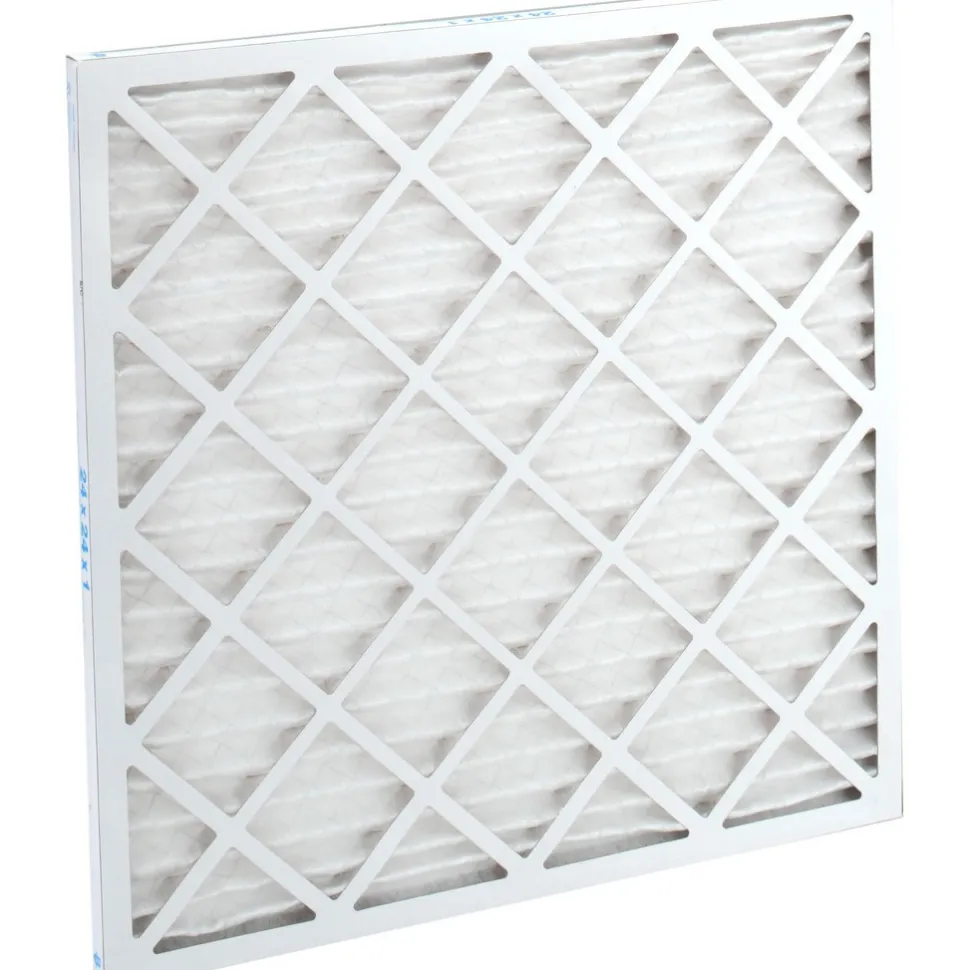 Pleated Air Filter: Wire-Backed Pleated, MERV 8, Synthetic, 35% Efficient, 24" High, 24" Wide, 1" Deep