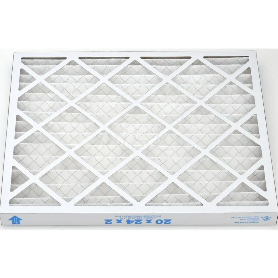 Pleated Air Filter: Wire-Backed Pleated, MERV 8, Synthetic, 35% Efficient, 20" High, 24" Wide, 2" Deep