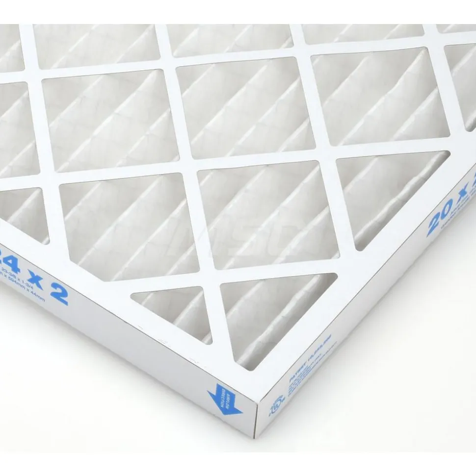Pleated Air Filter: Wire-Backed Pleated, MERV 8, Synthetic, 35% Efficient, 20" High, 24" Wide, 2" Deep