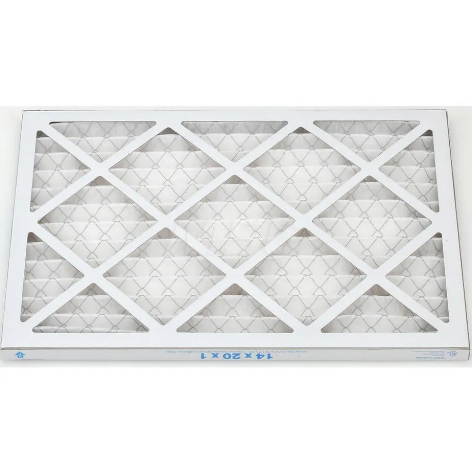 Pleated Air Filter: Wire-Backed Pleated, MERV 8, Synthetic, 35% Efficient, 14" High, 20" Wide, 1" Deep