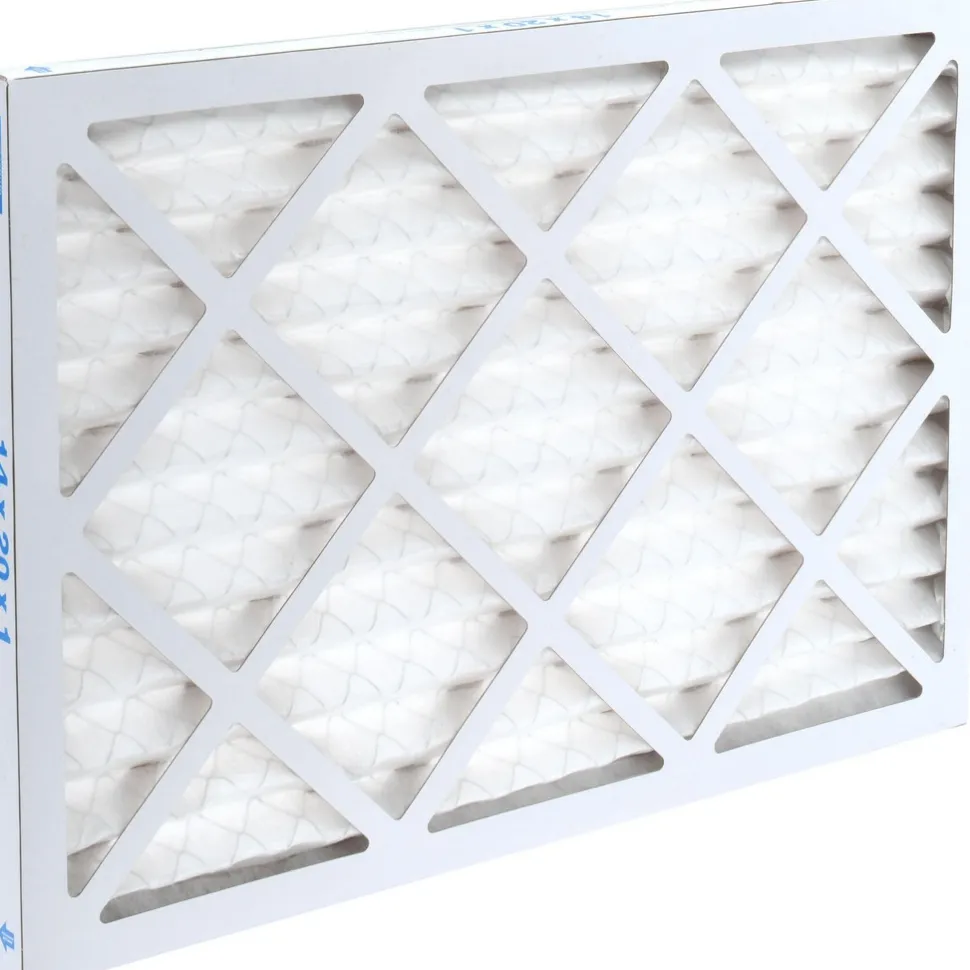 Pleated Air Filter: Wire-Backed Pleated, MERV 8, Synthetic, 35% Efficient, 14" High, 20" Wide, 1" Deep