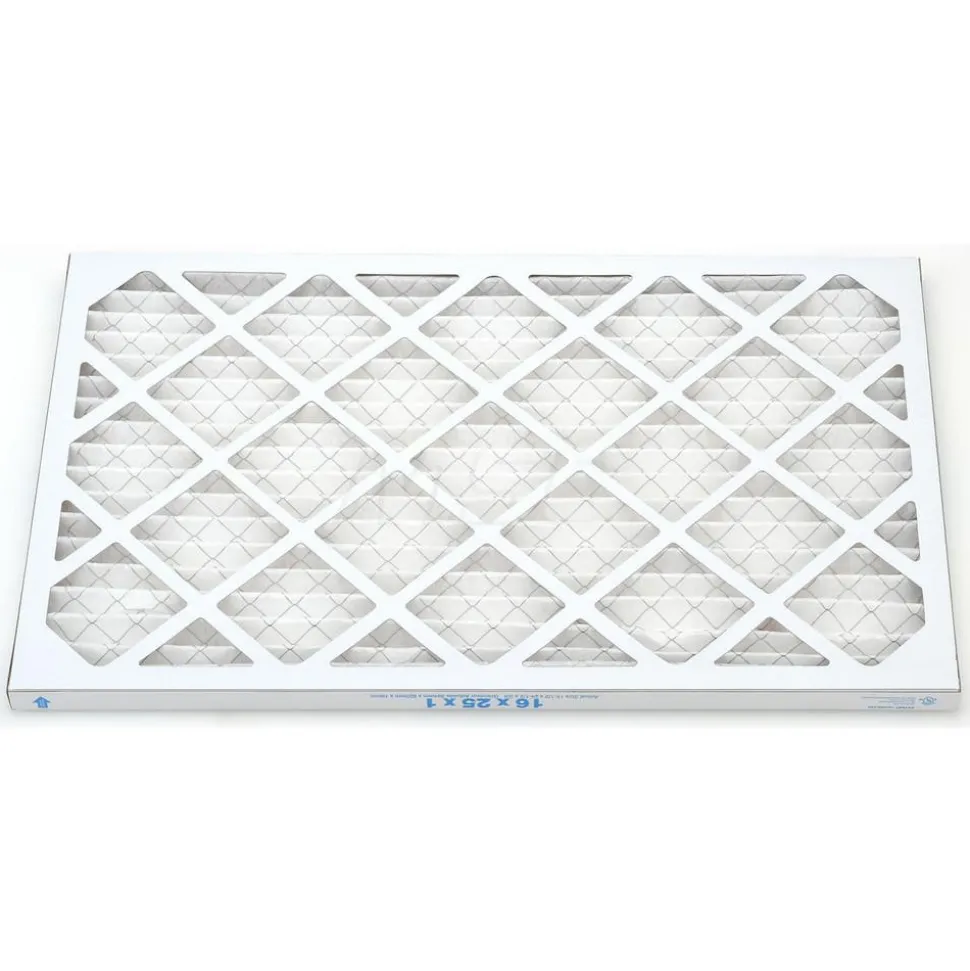 Pleated Air Filter: Wire-Backed Pleated, MERV 10, Synthetic, 55% Efficient, 16" High, 25" Wide, 1" Deep