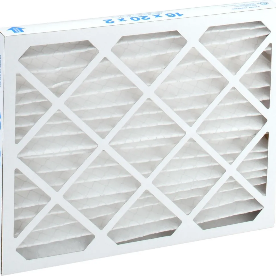Pleated Air Filter: Wire-Backed Pleated, MERV 10, Synthetic, 55% Efficient, 16" High, 20" Wide, 2" Deep