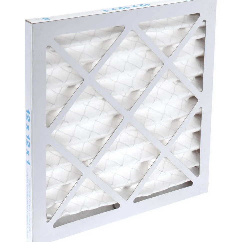 Pleated Air Filter: Wire-Backed Pleated, MERV 8, Synthetic, 35% Efficient, 12" High, 12" Wide, 1" Deep
