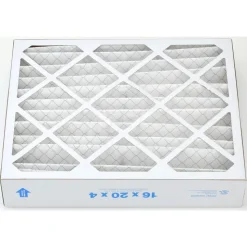 Pleated Air Filter: Wire-Backed Pleated, MERV 8, Synthetic, 35% Efficient, 16" High, 20" Wide, 4" Deep