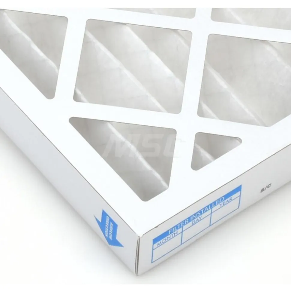 Pleated Air Filter: Wire-Backed Pleated, MERV 8, Synthetic, 35% Efficient, 12" High, 24" Wide, 2" Deep